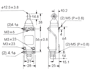 RCM-406 - 5 Amp Mini Limit Switch - TOP PUSH ROLLER