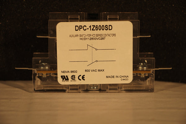 DPC-1Z600SD - 1NO/1NC - W/.250" QC Terminals - Auxiliary Switch 75/90/120 FLA.  Units