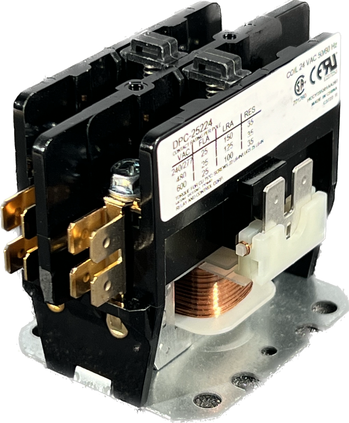 DPC-25224 Definite Purpose Contactor; 25 FLA. - 2 Pole 24V - Relay and ...
