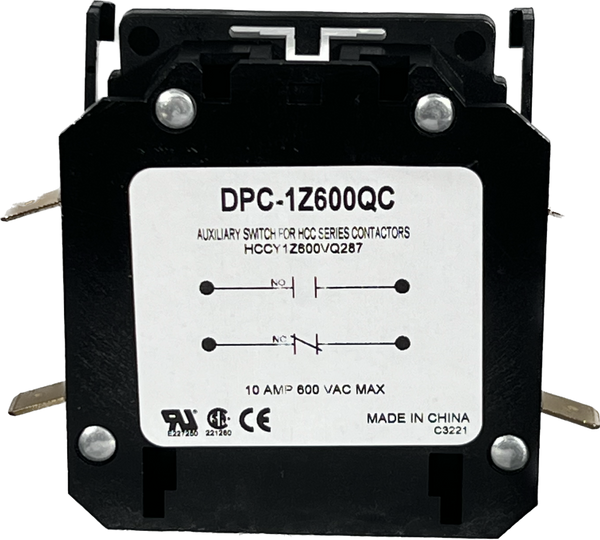 DPC-1Z600QC - 1NO/1NC - 600V .250" QC Terminals - Auxiliary Switch 3P & 4P only, 25 thru 60 FLA. Units