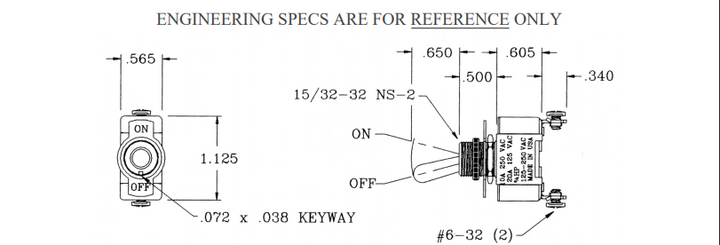 TS-725 - SPDT ON-ON 3/4 HP Solder Terminals