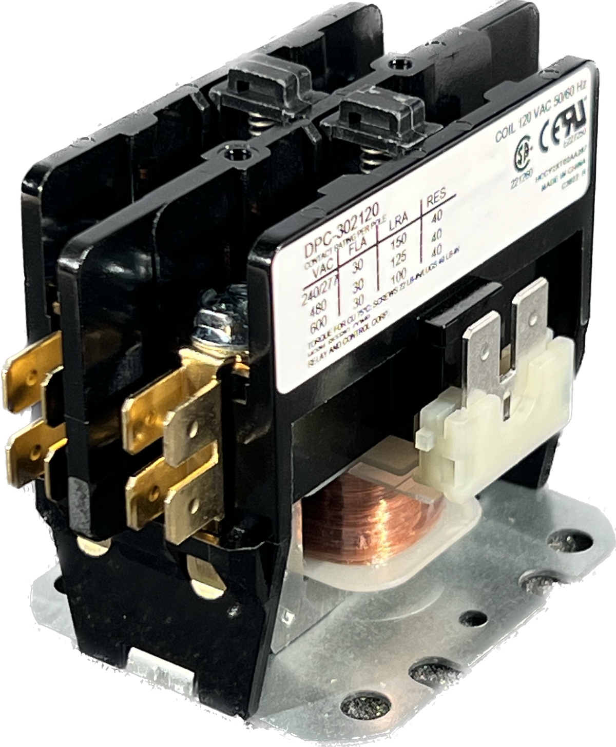 DPC-302120 Definite Purpose Contactor; 30 FLA. - 2 Pole 120V - Relay ...