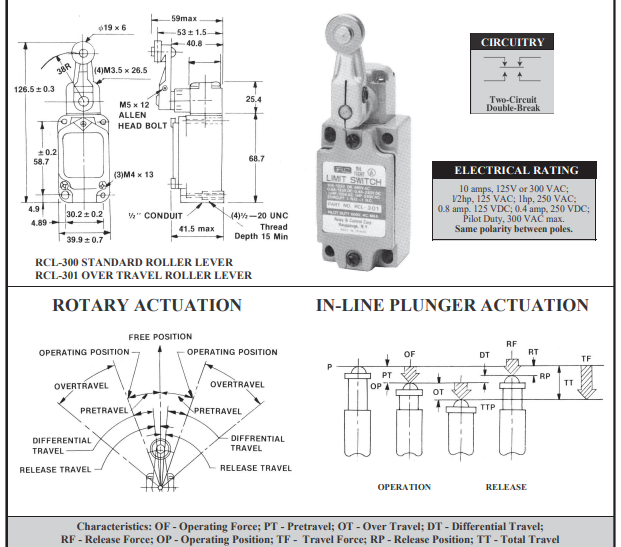 RCL-308 Precision Oil Tight Limit Switch - Relay and Control Corp