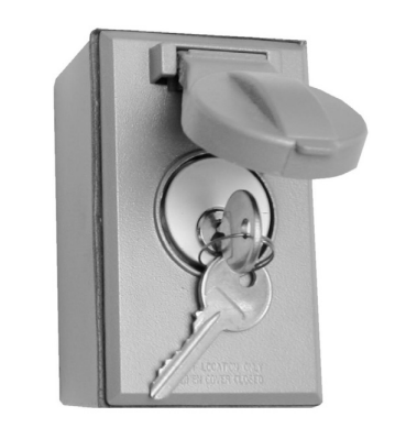 HBSX-1 Exterior Surface Key Switch with Cover, OPEN-CLOSE, Center Return
